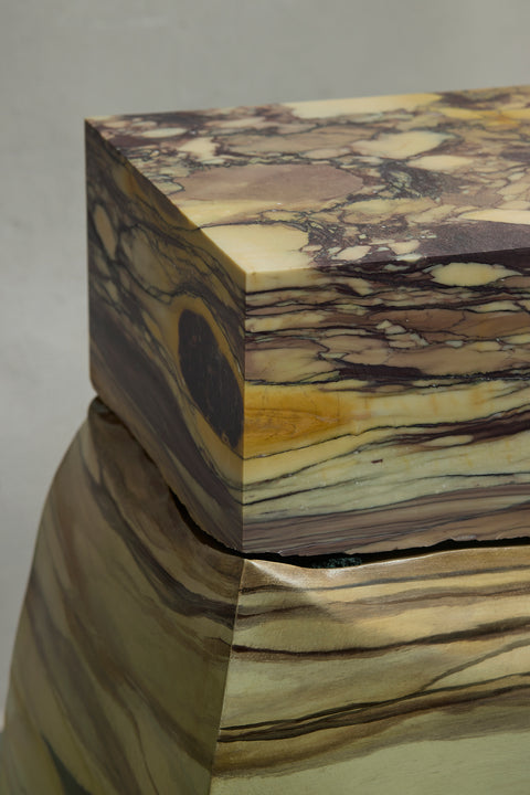 Pattern Cut Console Breccia Medicea and Faux Marble