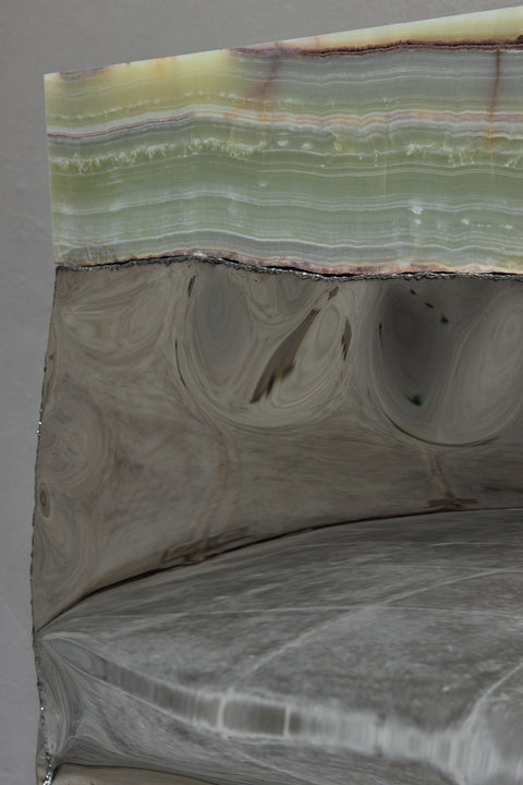 Crushed Console Mirrored Steel Onyx