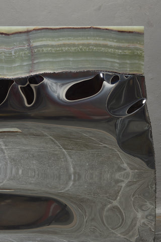 Crushed Console Mirrored Steel Onyx