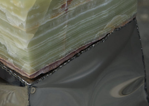 Crushed Console Mirrored Steel Onyx