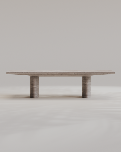 Abraccio Travertino Silver Dining Table