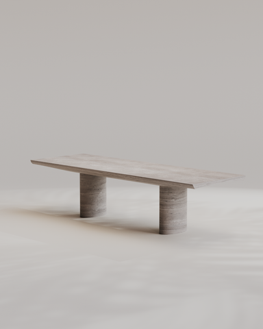 Abraccio Travertino Silver Dining Table
