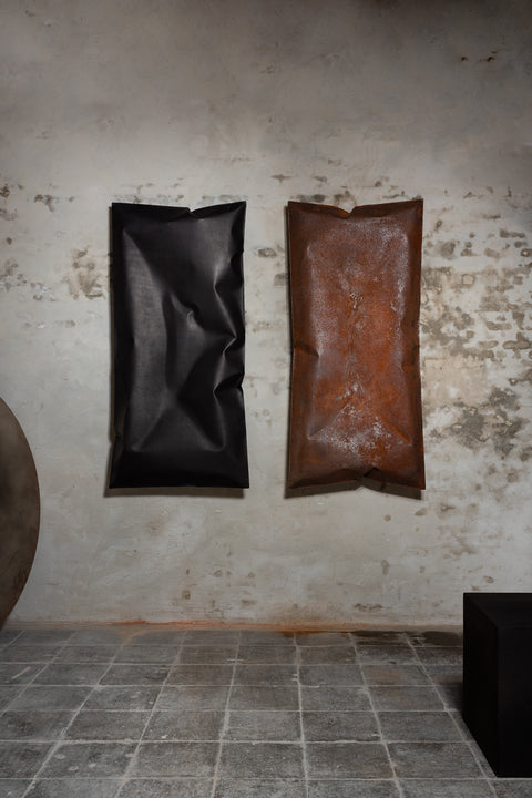 In and Ex Hale Wallpiece - Leather / Weathered Steel