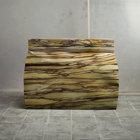 Pattern Cut Console Breccia Medicea and Faux Marble