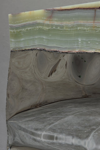 Crushed Console Mirrored Steel Onyx
