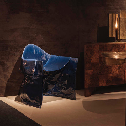 Free Form Chair Blue Glaze