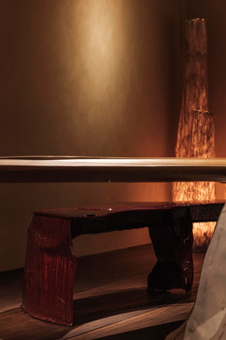 Crimson Swoon Curved Bench