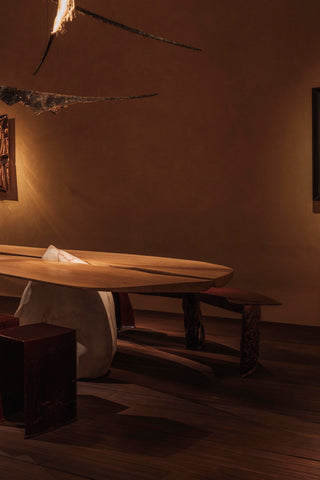 Crimson Swoon Curved Bench