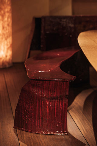 Crimson Swoon Curved Bench