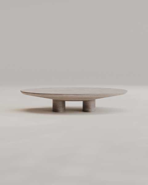 Abraccio Travertino Silver Oval Coffee Table