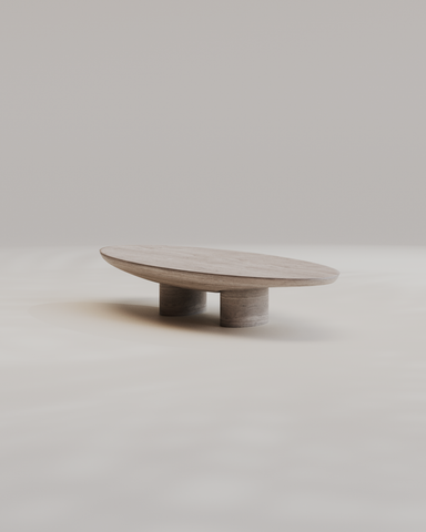 Abraccio Travertino Silver Oval Coffee Table