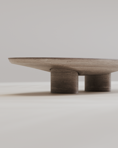 Abraccio Travertino Silver Oval Coffee Table