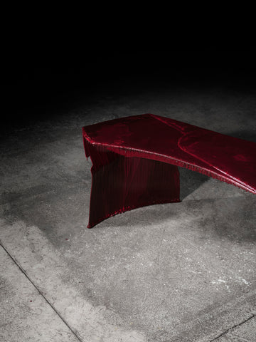 Crimson Swoon Curved Bench