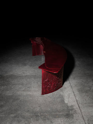 Crimson Swoon Curved Bench