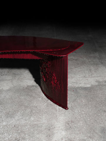 Crimson Swoon Curved Bench