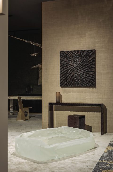 Crushed Cast Glass Coffee Table